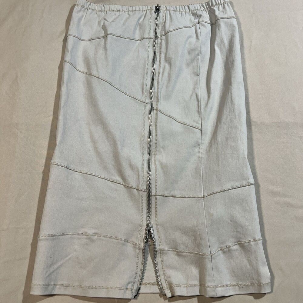 PORTO San Francisco Women’s Midi Skirt Zip Front Contrast Stitching Sz 1